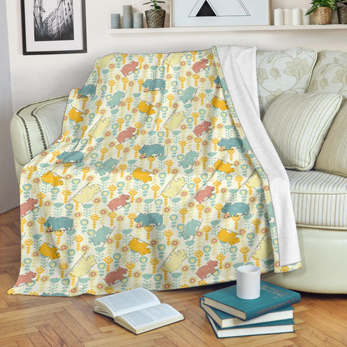Hippopotamus Pattern Print Design 04 Premium Blanket