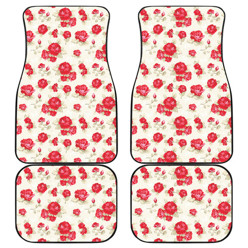 Rose Pattern Print Design 01 Front and Back Car Mats