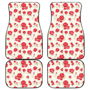 Rose Pattern Print Design 01 Front and Back Car Mats