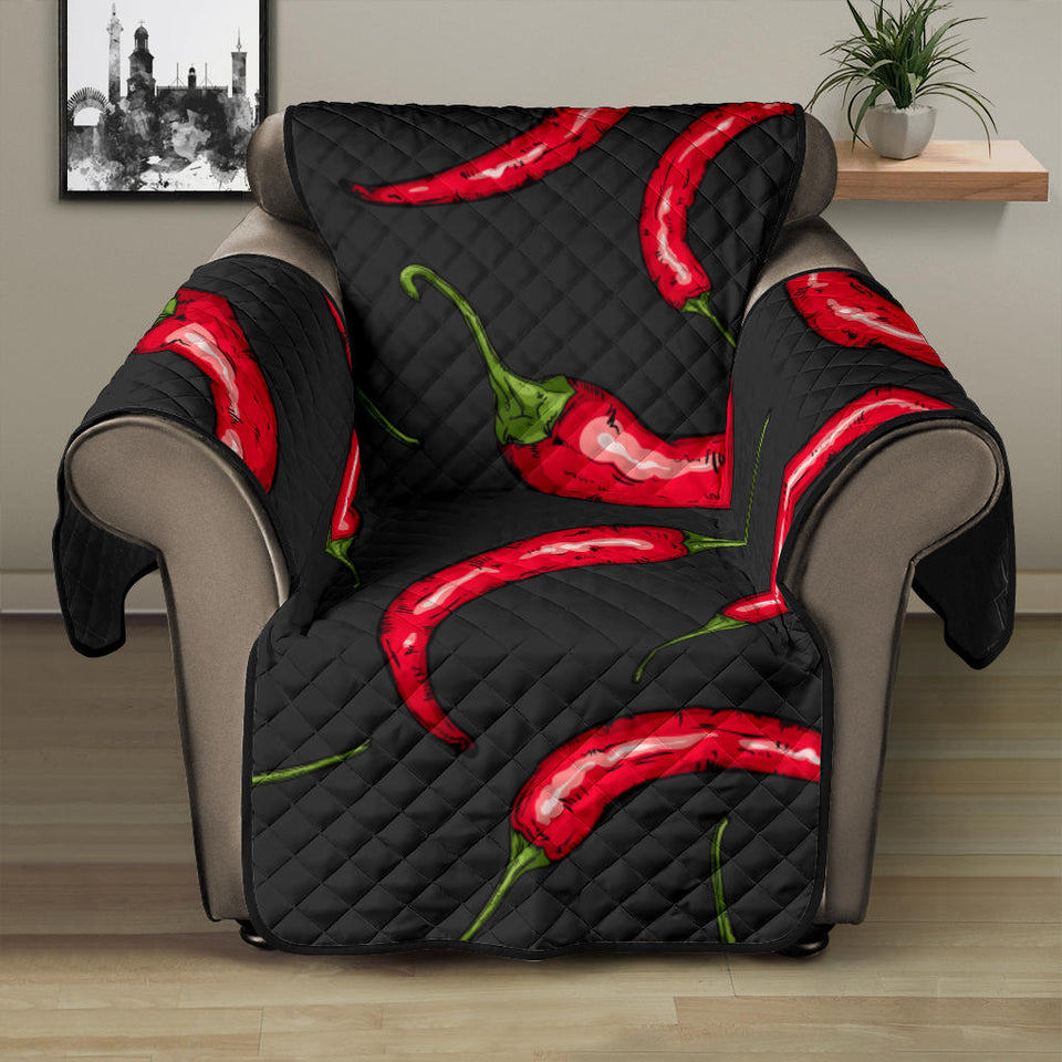 Chili peppers pattern black background Recliner Cover Protector
