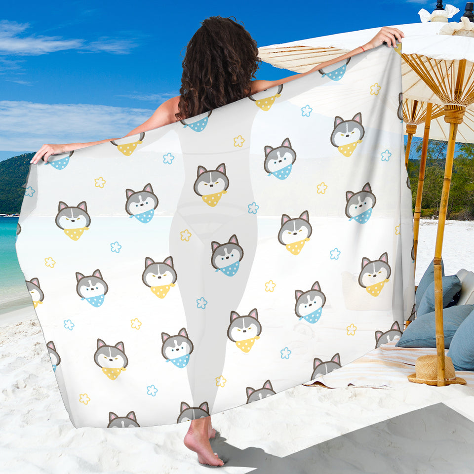 Cute Siberian Husky Pattern Sarong