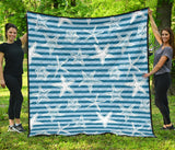 Starfish Blue Blackground Premium Quilt