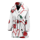 Hand Drawn Cherry Pattern Women'S Bathrobe