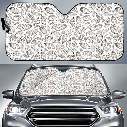 Cocoa Beans Leaves Pattern Car Sun Shade