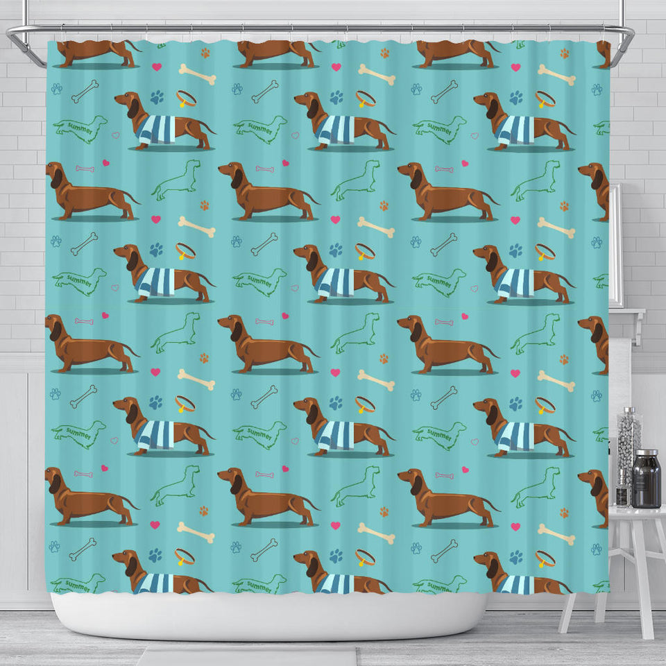 Dachshund Decorative Background Shower Curtain Fulfilled In US