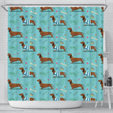 Dachshund Decorative Background Shower Curtain Fulfilled In US