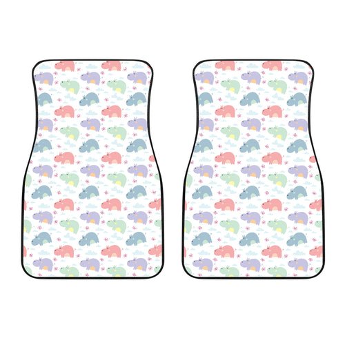 Hippopotamus Pattern Print Design 03 Front Car Mats