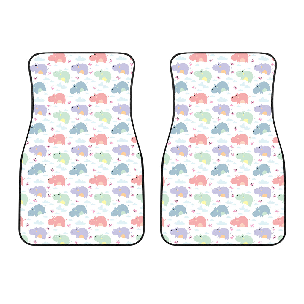 Hippopotamus Pattern Print Design 03 Front Car Mats