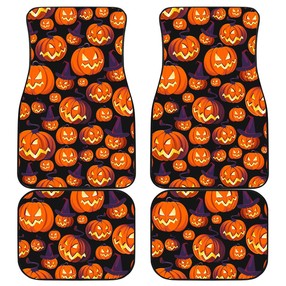 Halloween Pumpkin Pattern Front And Back Car Mats