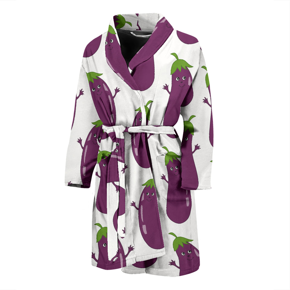 Eggplant Pattern Print Design 01 Men's Bathrobe
