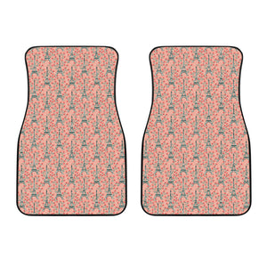 Eiffel Tower Flower Background Pattern Print Design 03 Front Car Mats