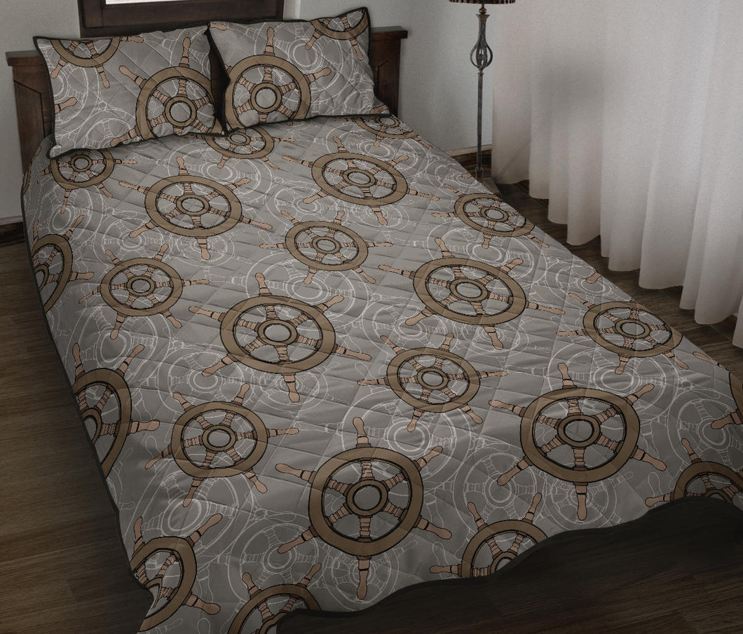 nautical wood steering wheel pattern Quilt Bed Set