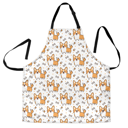 Cute Corgi Heart Star Bone Pattern Adjustable Apron