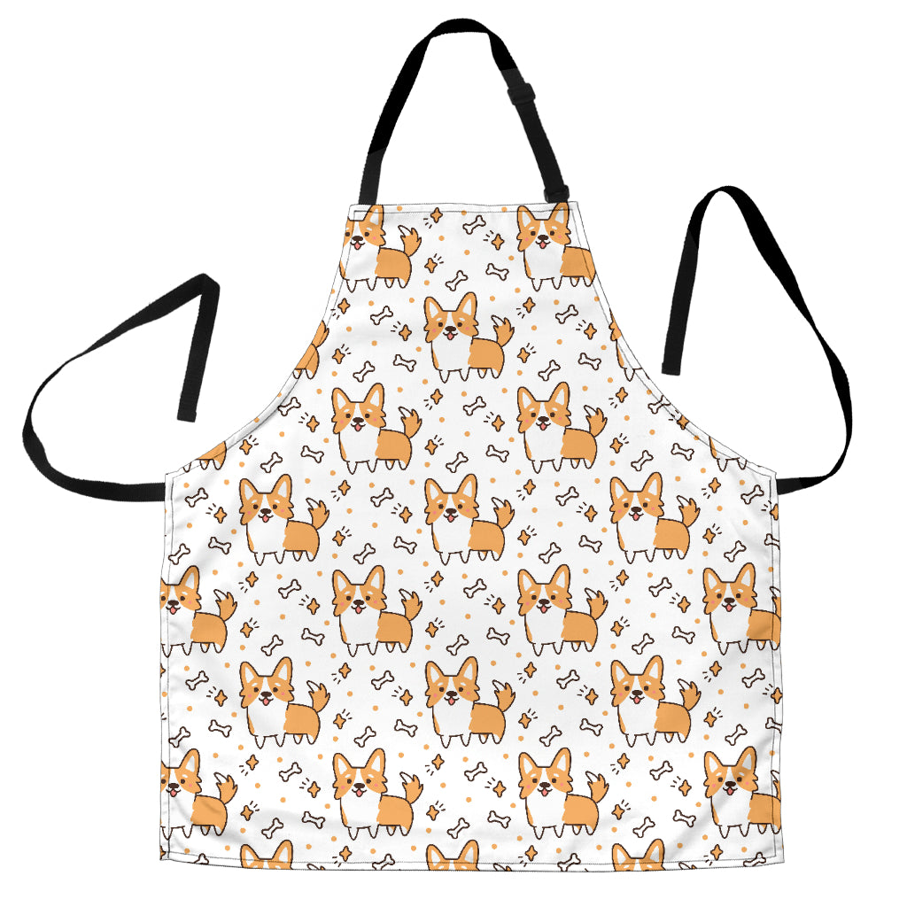 Cute Corgi Heart Star Bone Pattern Adjustable Apron