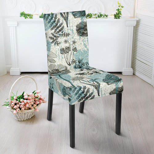 Dragonfly Butterfly Plants Insect Flower Vintage Style Pattern Dining Chair Slipcover