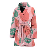 Grapefruit Leaves Flower Pink Background Women'S Bathrobe