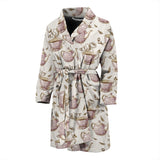 Tea Pots Pattern Print Design 03 Men's Bathrobe