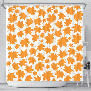 Orange Maple Leaf Pattern Shower Curtain Fulfilled In US