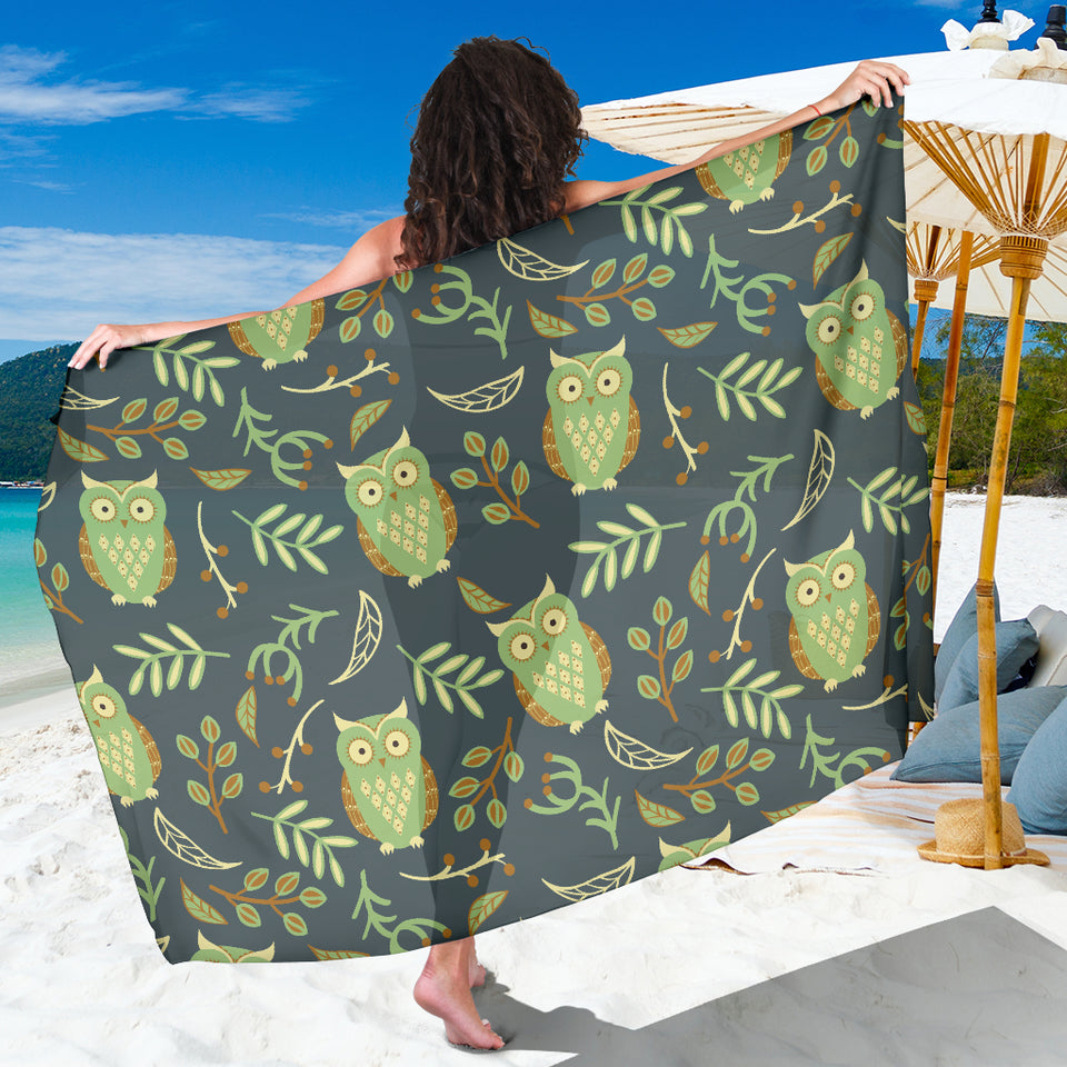 Cute Owls Leaves Pattern Sarong