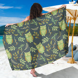 Cute Owls Leaves Pattern Sarong