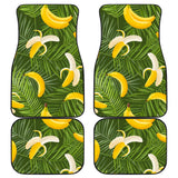 Banana Palm Leaves Pattern Front And Back Car Mats
