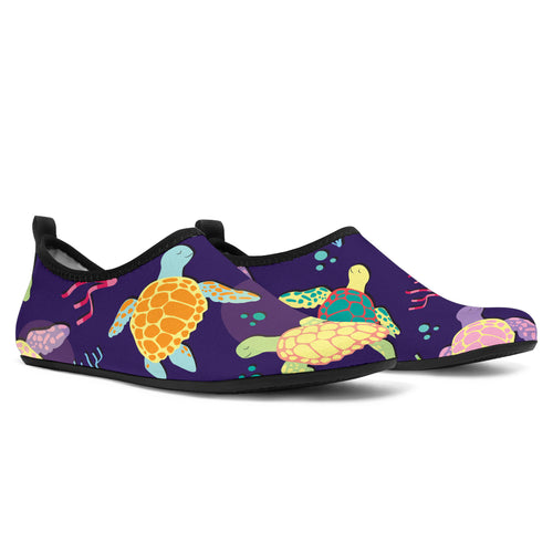 Colorful Sea Turtle Pattern Aqua Shoes