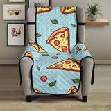 Hand drawn pizza blue background Chair Cover Protector