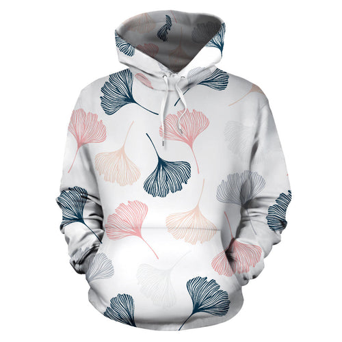 Black Gray Cream Coral Ginkgo Leaves Pattern Men Women Pullover Hoodie