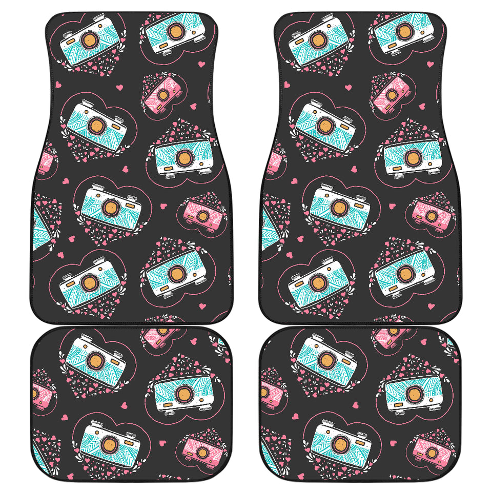 Camera Pattern Print Design 04 Front and Back Car Mats