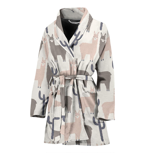 Llama Alpaca Pattern Women'S Bathrobe