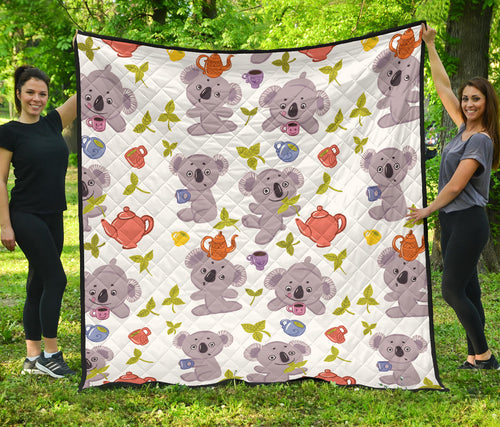 Cute Koalas Teapots Tea Premium Quilt
