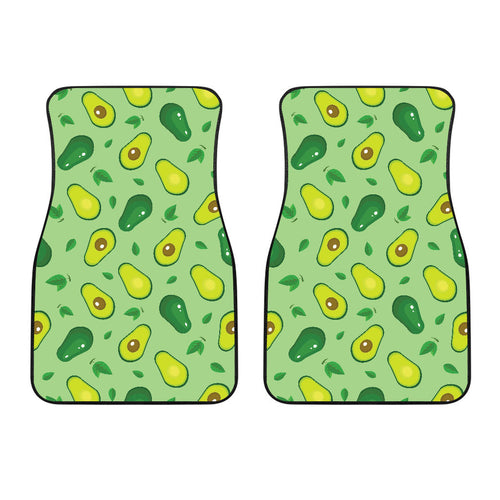Avocado Pattern Green Background  Front Car Mats