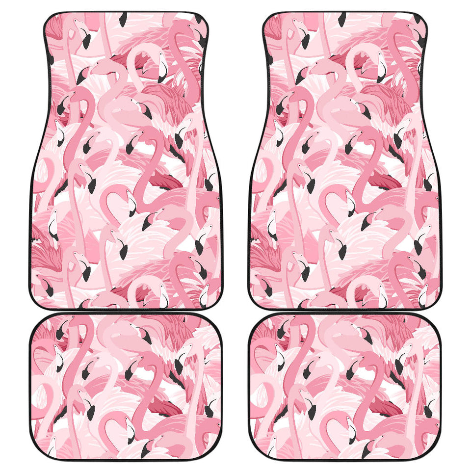 Pink Flamingos Pattern Background Front And Back Car Mats