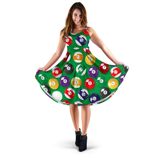 Billiard Ball Pattern Print Design 02 Sleeveless Midi Dress