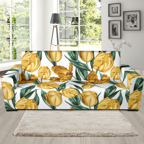Yellow Tulips Pattern Sofa Slipcover