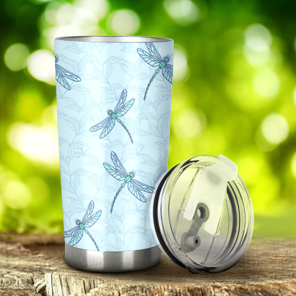Dragonfly Pattern Blue Background Tumbler