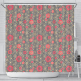 Red Gold Sakura Cherry Blossom Gray Background Shower Curtain Fulfilled In US