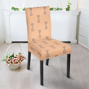 Engine Piston Cream Background Pattern Print Design 04 Dining Chair Slipcover