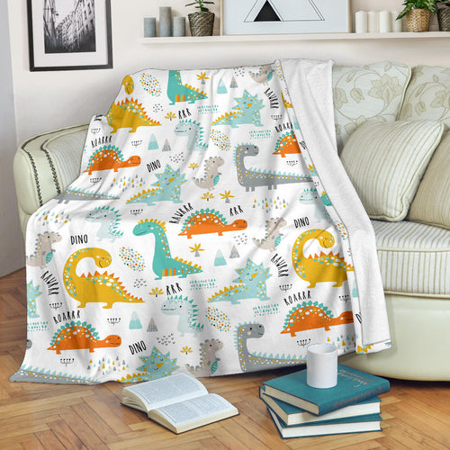 Cute Funny Kids Dinosaurs Pattern Premium Blanket