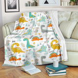 Cute Funny Kids Dinosaurs Pattern Premium Blanket