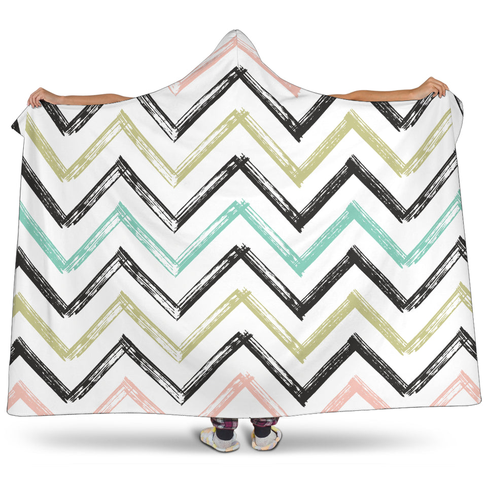Zigzag  Chevron Paint Pattern Hooded Blanket