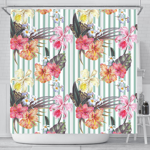 Colorful Orchid Flower Pattern Shower Curtain Fulfilled In US