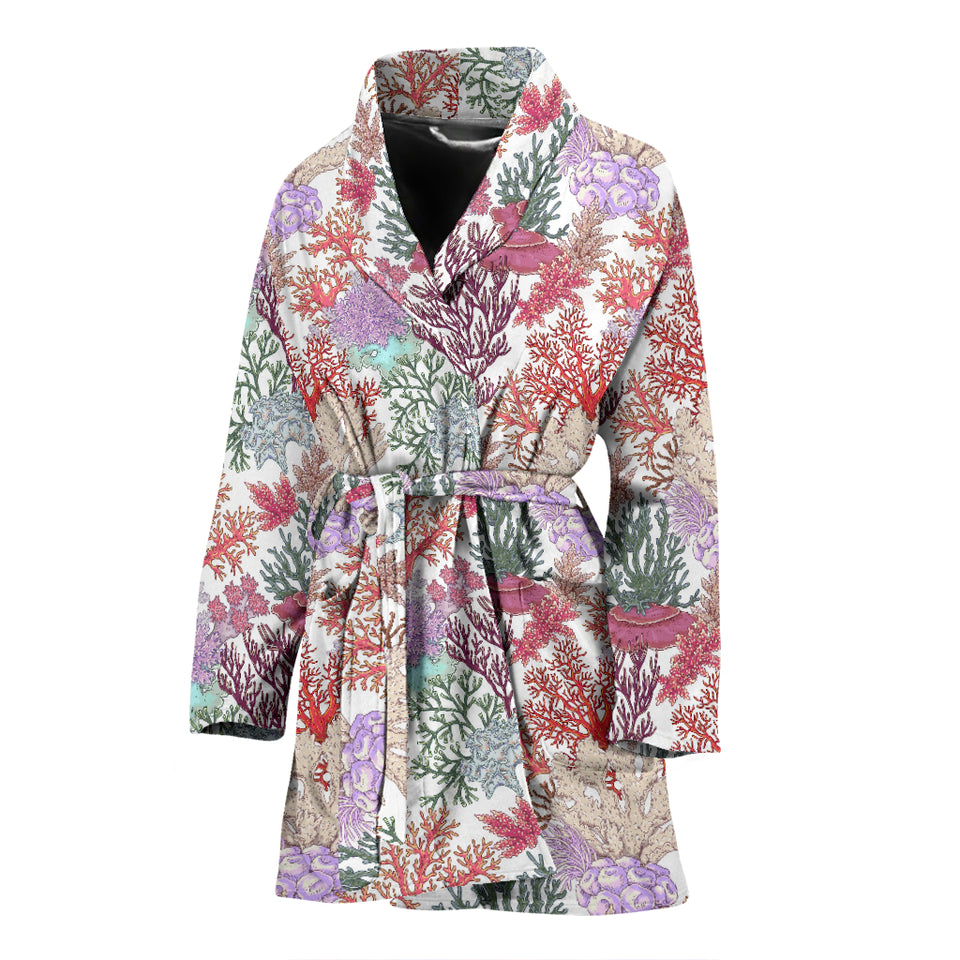 Coral Reef Pattern Print Design 03 Women's Bathrobe