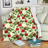 Red Apples Leaves Pattern Premium Blanket