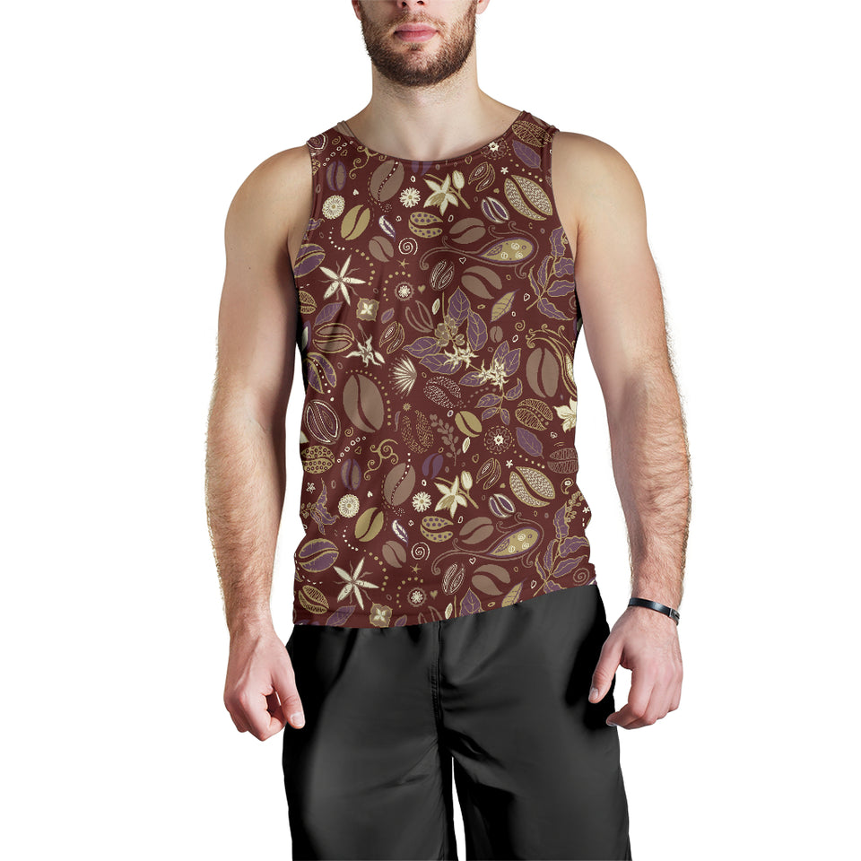 Coffee bean flower pattern Men Tank Top