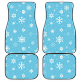 Snowflake Pattern Blue Background Front And Back Car Mats