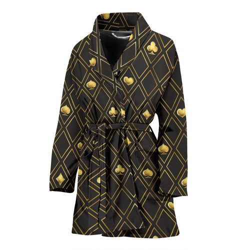 Casino Cards Suits Pattern Print Design 01 Women's Bathrobe