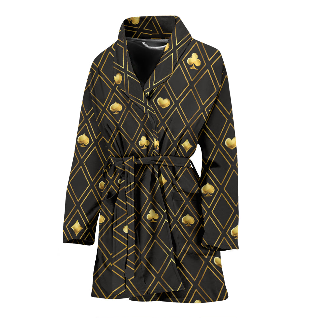 Casino Cards Suits Pattern Print Design 01 Women's Bathrobe