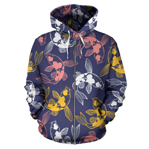 Koi Fish Carp Fish Pattern Zip Up Hoodie