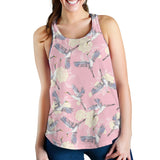 Japanese crane rose pattern Women Racerback Tank Top